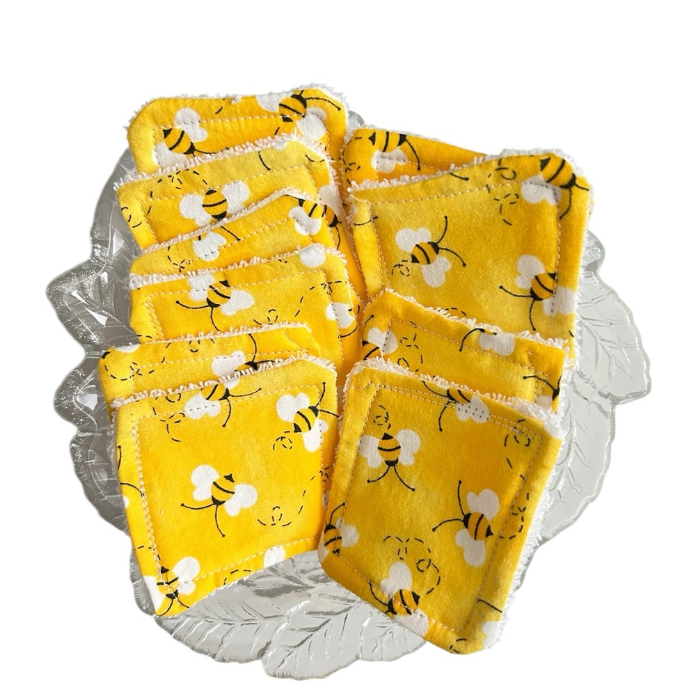 Hand Crafted Eco Friendly Reusable 10 Facial Makeup Wipes Cotton Terry Cloth